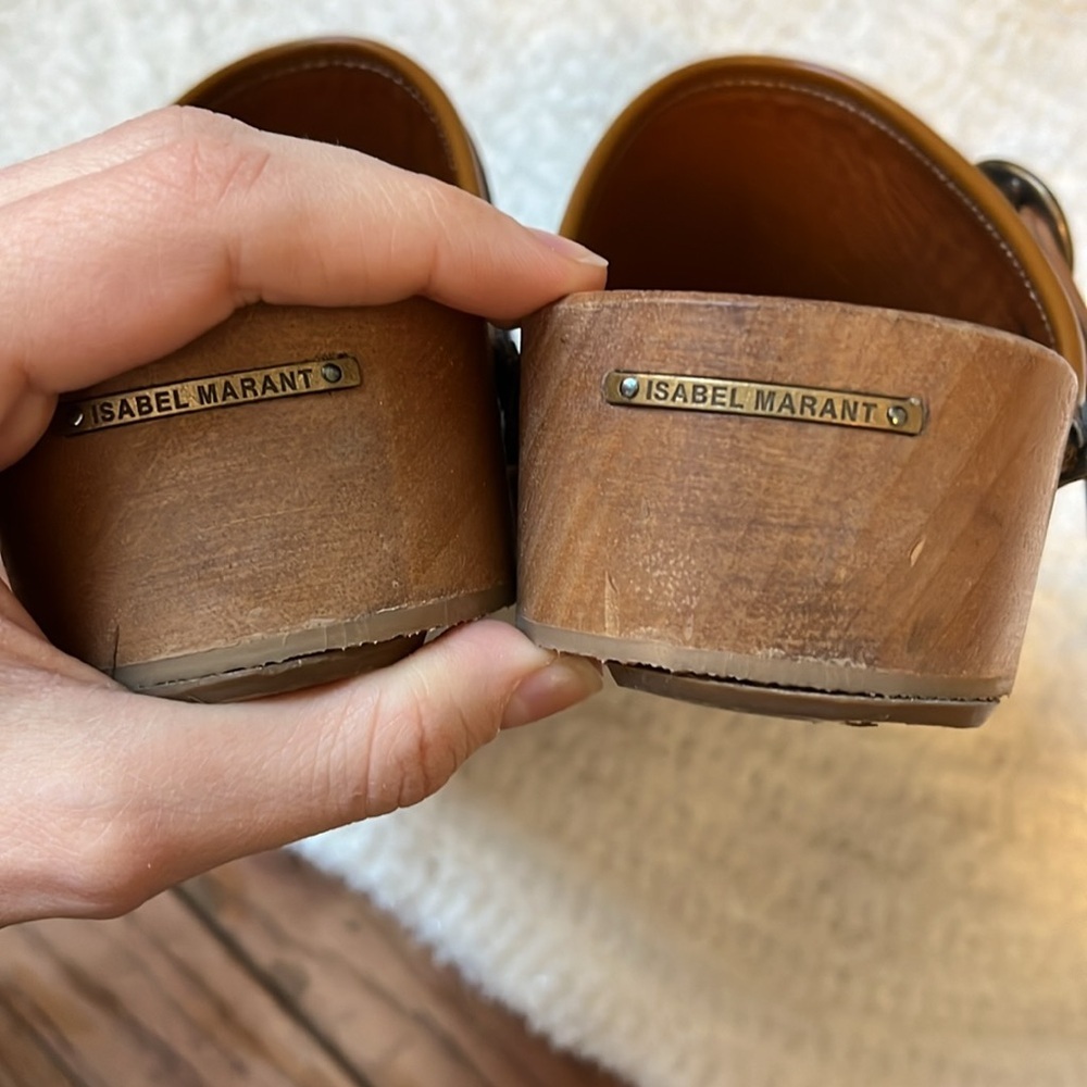 Isabel Marant Thalie Buckle Leather Brown clogs size 10 - Picture 10 of 14